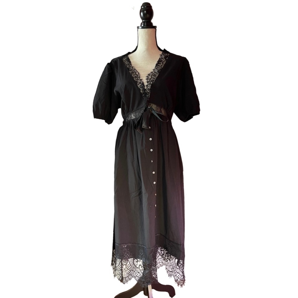 NWT Disturbia Mortuary Lace Button Up Midi Dress
